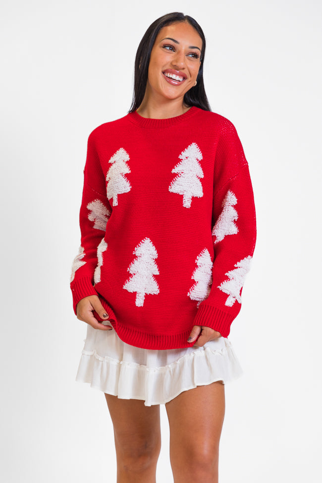 Under The Mistletoe Red Christmas Tree Sweater