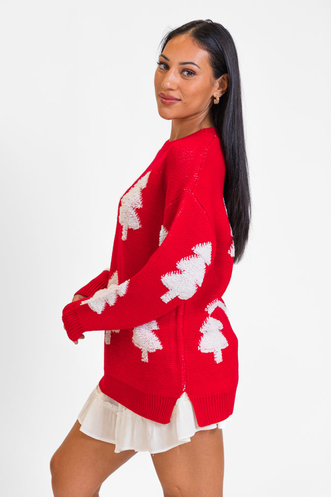 Under The Mistletoe Red Christmas Tree Sweater