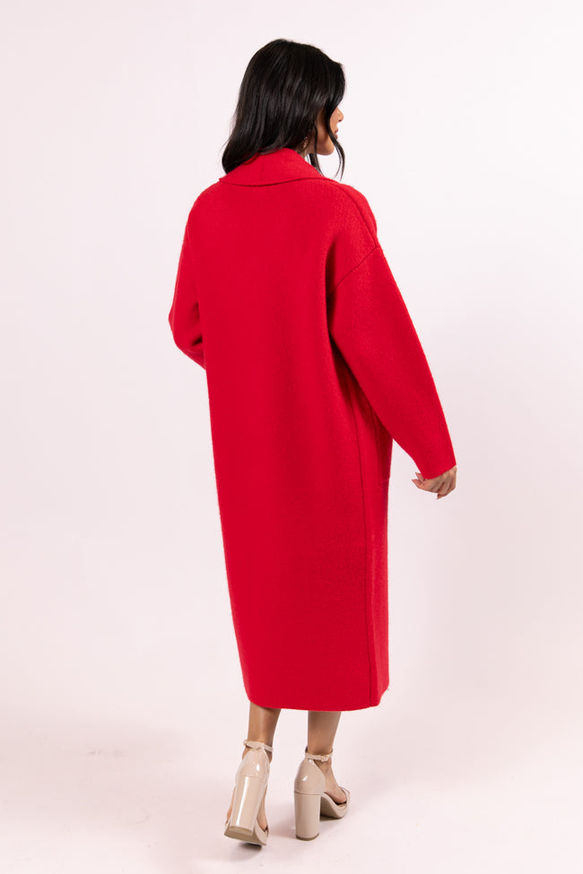 Go Where You Choose Red Long Cardigan