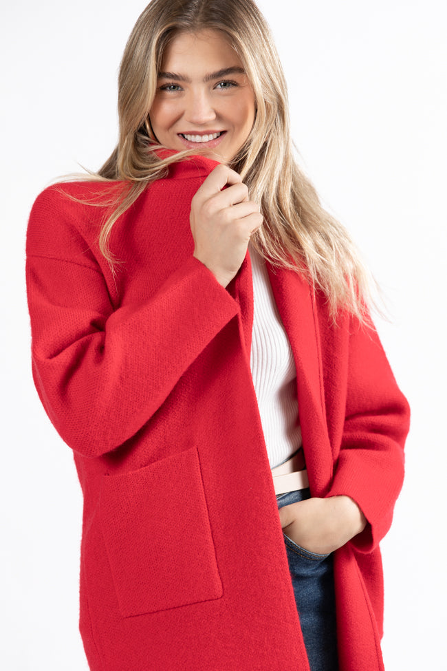 Go Where You Choose Red Long Cardigan