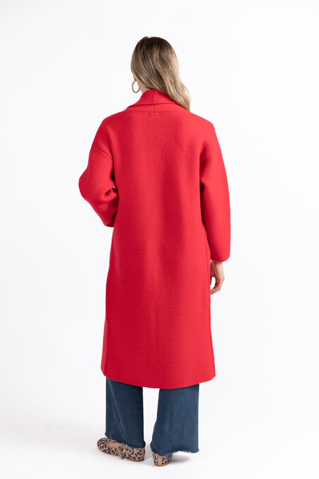 Go Where You Choose Red Long Cardigan