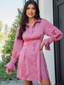 Manners Matter Rose Satin Collared Shirt Dress