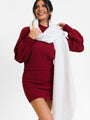 Take Care Burgundy Bubble Sleeve Sweater Set