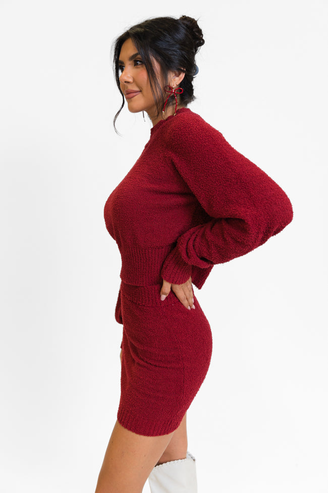 Take Care Burgundy Bubble Sleeve Sweater Set FINAL SALE