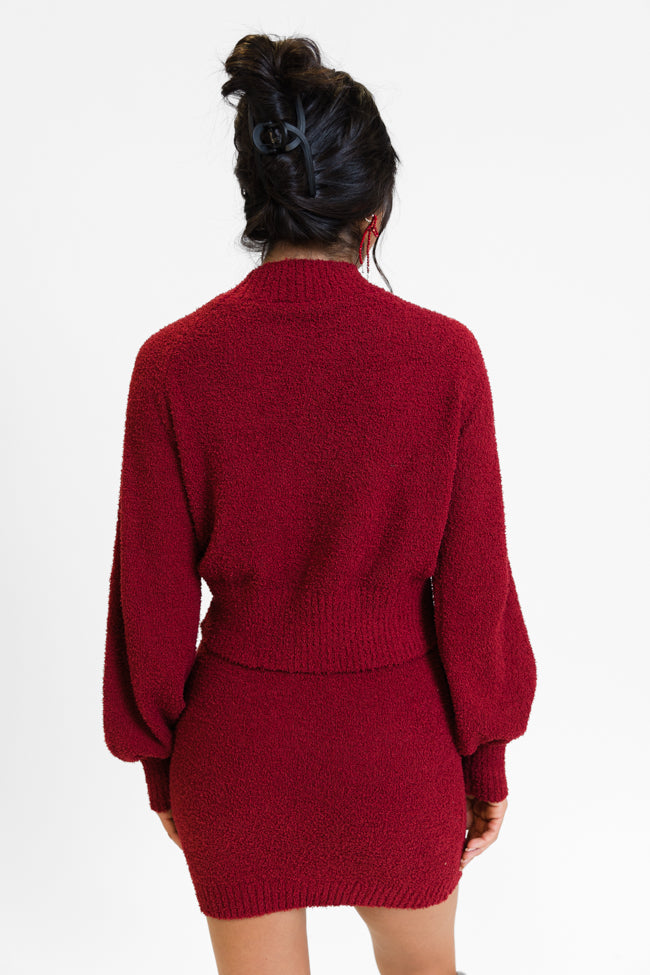 Take Care Burgundy Bubble Sleeve Sweater Set FINAL SALE