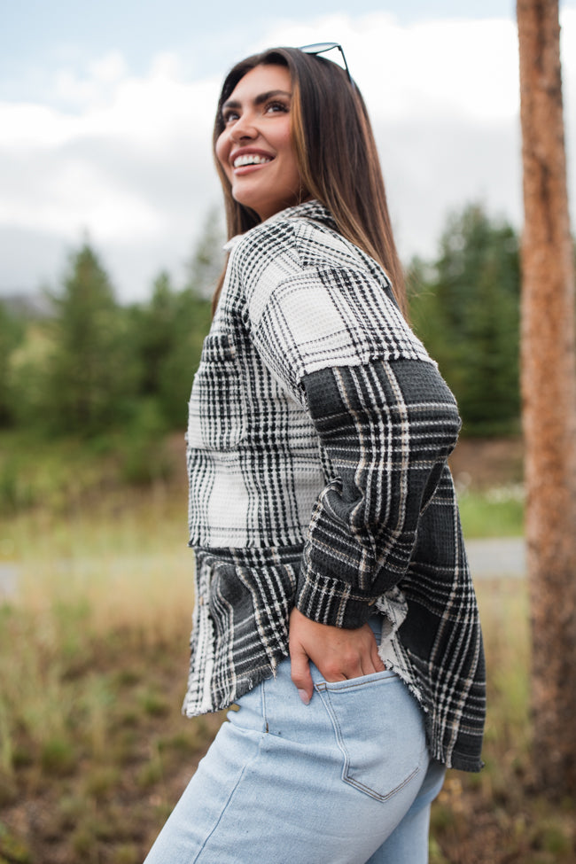 Keep Your Secrets Ivory Mixed Plaid Shacket