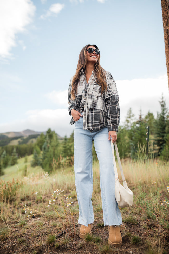 Keep Your Secrets Ivory Mixed Plaid Shacket