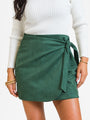 Steady As You Go Evergreen Side Tie Suede Skort