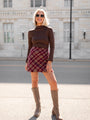 Gives Me Hope Burgundy Fringe Hem Plaid Skirt