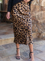 Into The Night Satin Leopard Midi Skirt