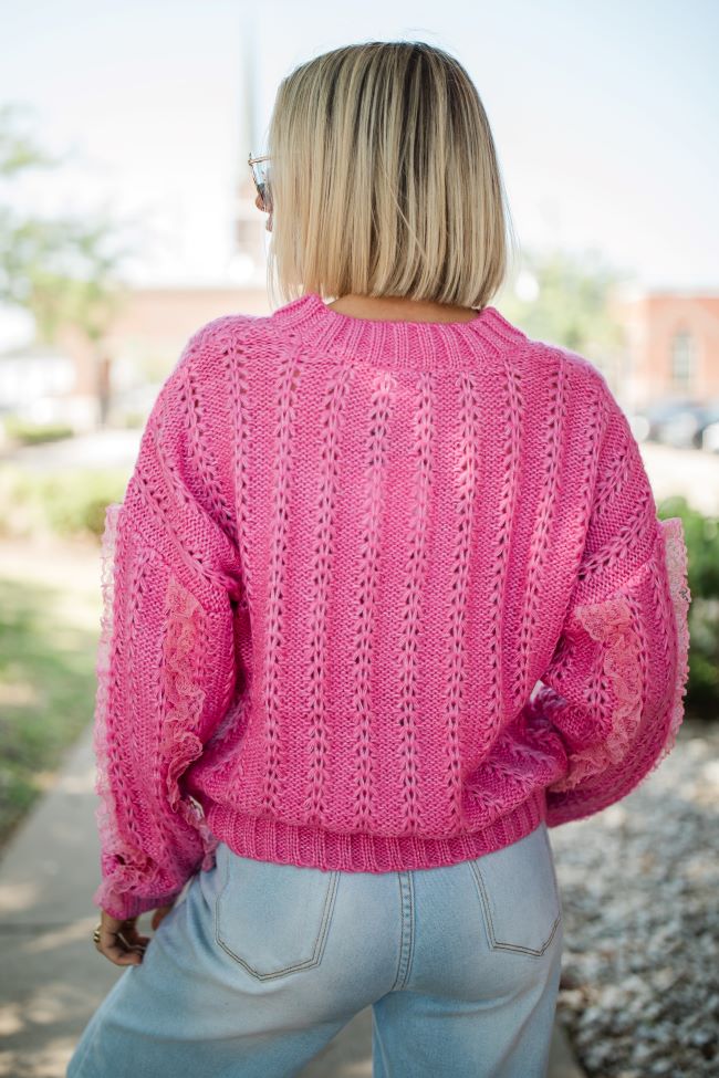 Beauty Within Pink Lace Sleeve Sweater