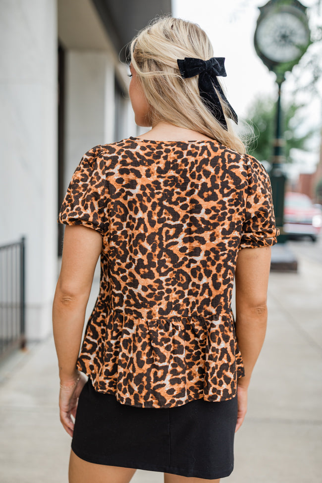 Running Wild Leopard Print Tie Front Blouse