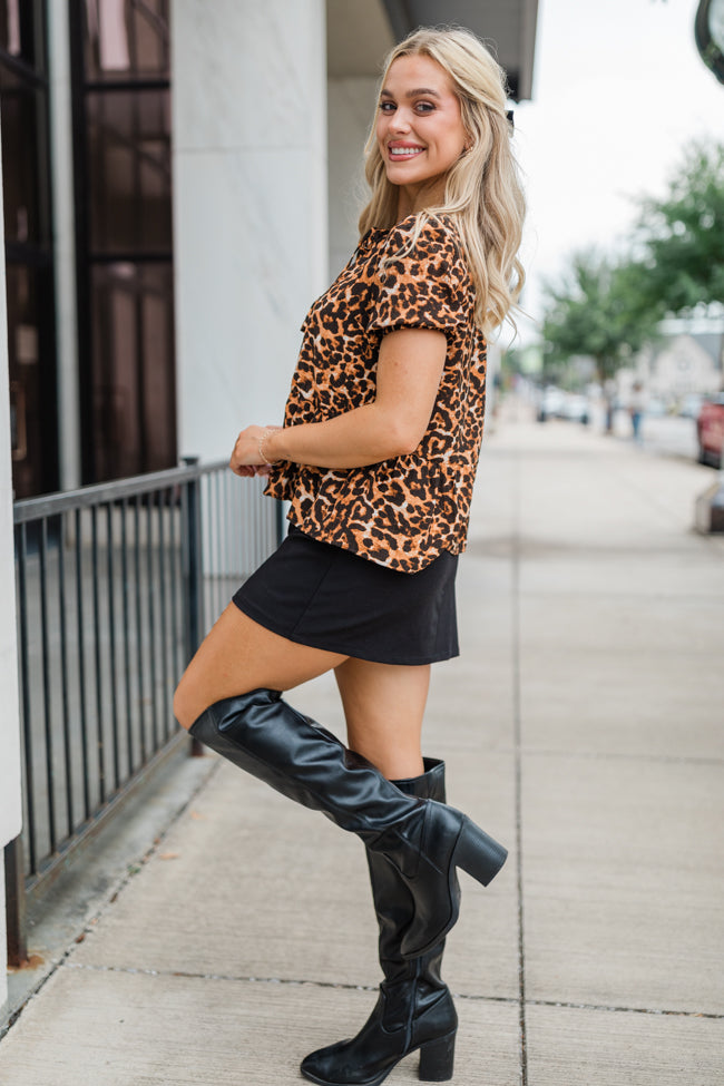 Running Wild Leopard Print Tie Front Blouse