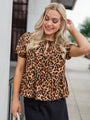 Running Wild Leopard Print Tie Front Blouse