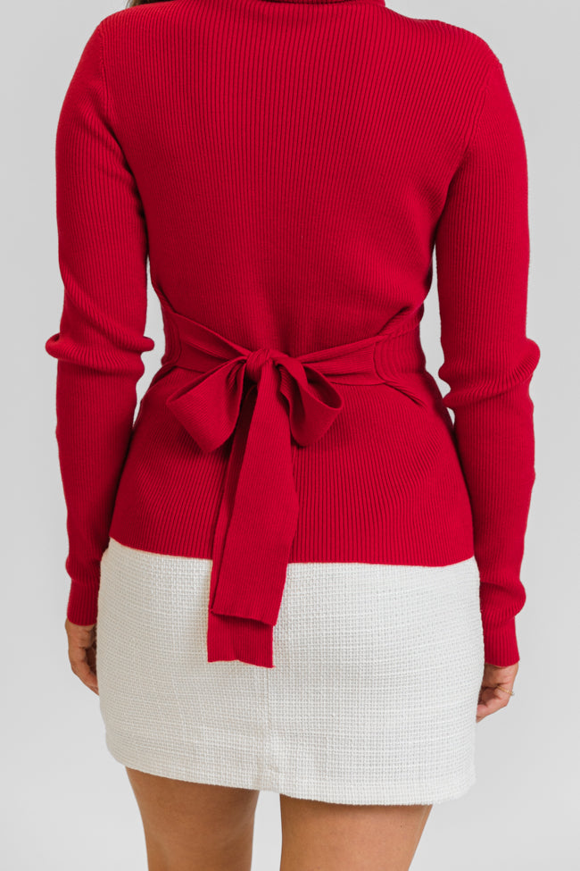 I Remember Everything Red Tie Back Turtleneck Sweater FINAL SALE