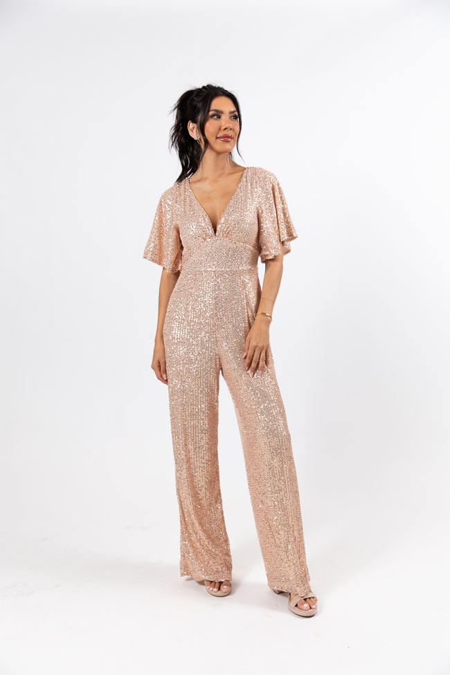 Martini Moments Champagne Sequin Jumpsuit Amber Massey X Pink Lily