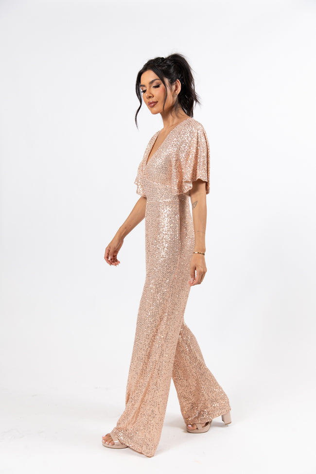 Martini Moments Champagne Sequin Jumpsuit Amber Massey X Pink Lily