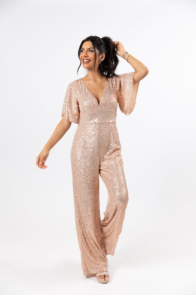 Martini Moments Champagne Sequin Jumpsuit Amber Massey X Pink Lily