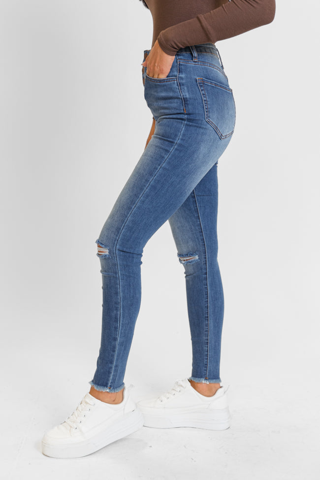 Chelsie Medium Wash Busted Knee Skinny Jeans