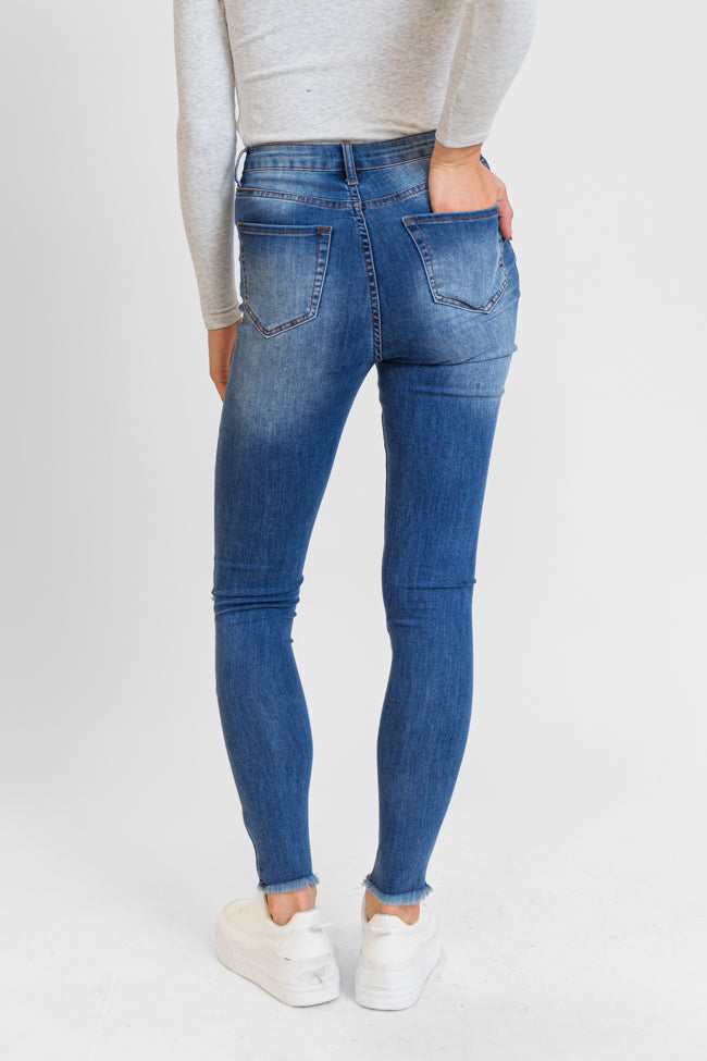 Chelsie Medium Wash Busted Knee Skinny Jeans