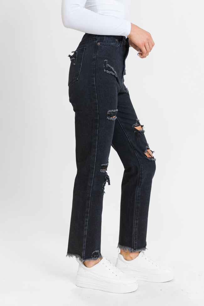 Slim mom jeans black fashion