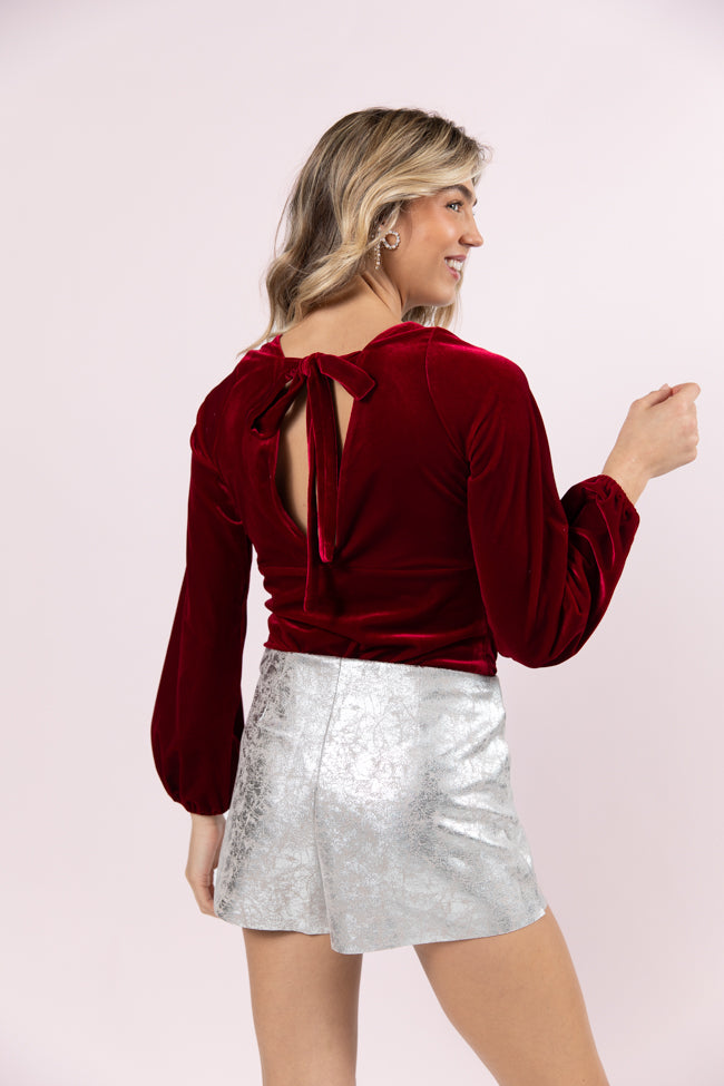 Cold Snap Burgundy Velvet Bodysuit