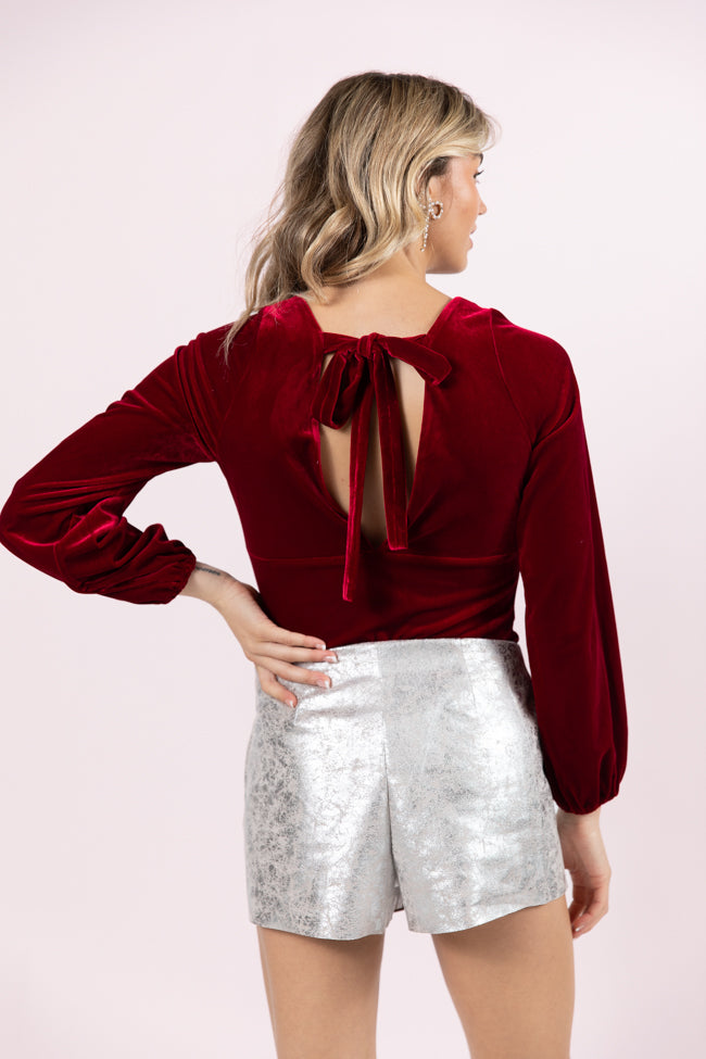 Cold Snap Burgundy Velvet Bodysuit