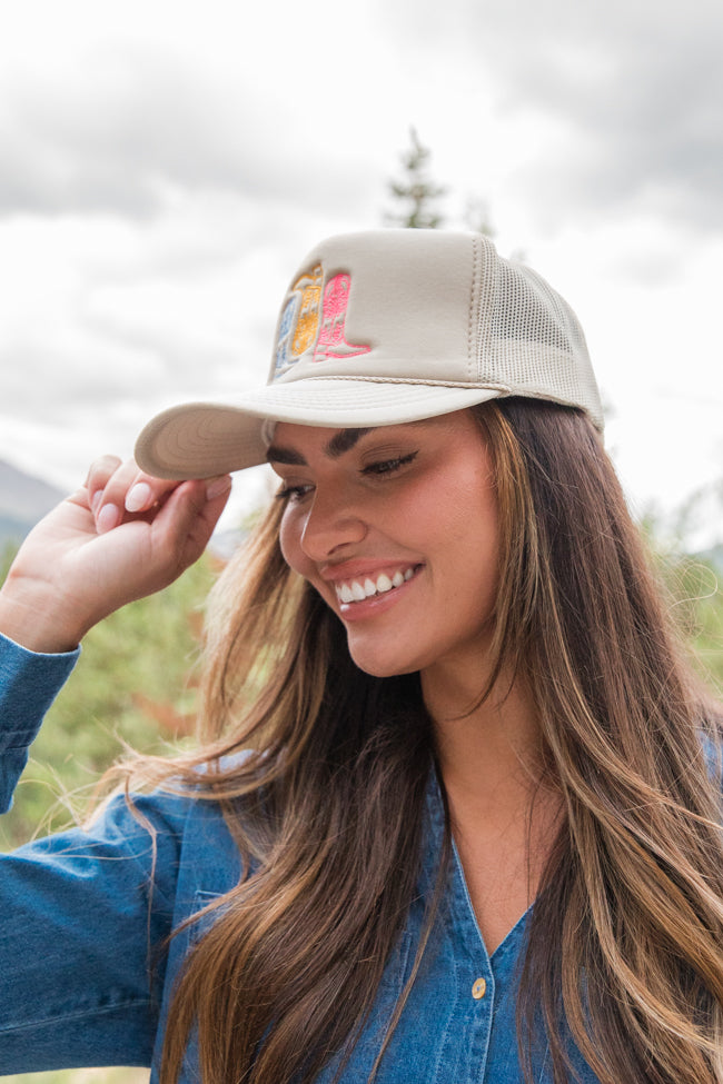 Cowboy Boots Tan Trucker Hat