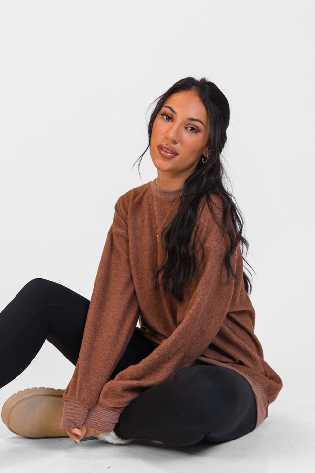 Peak To Peak Chestnut Brushed Pullover FINAL SALE