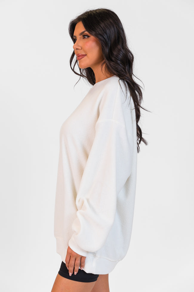 Peak To Peak Cream Brushed Pullover