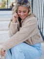 Headed To The Slopes Beige Sherpa Pullover