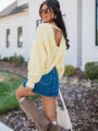 Know It All Yellow Twist Back Fuzzy Sweater FINAL SALE