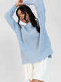 Everyday Feelings Blue Chenille Waffle Knit Sweater DOORBUSTER