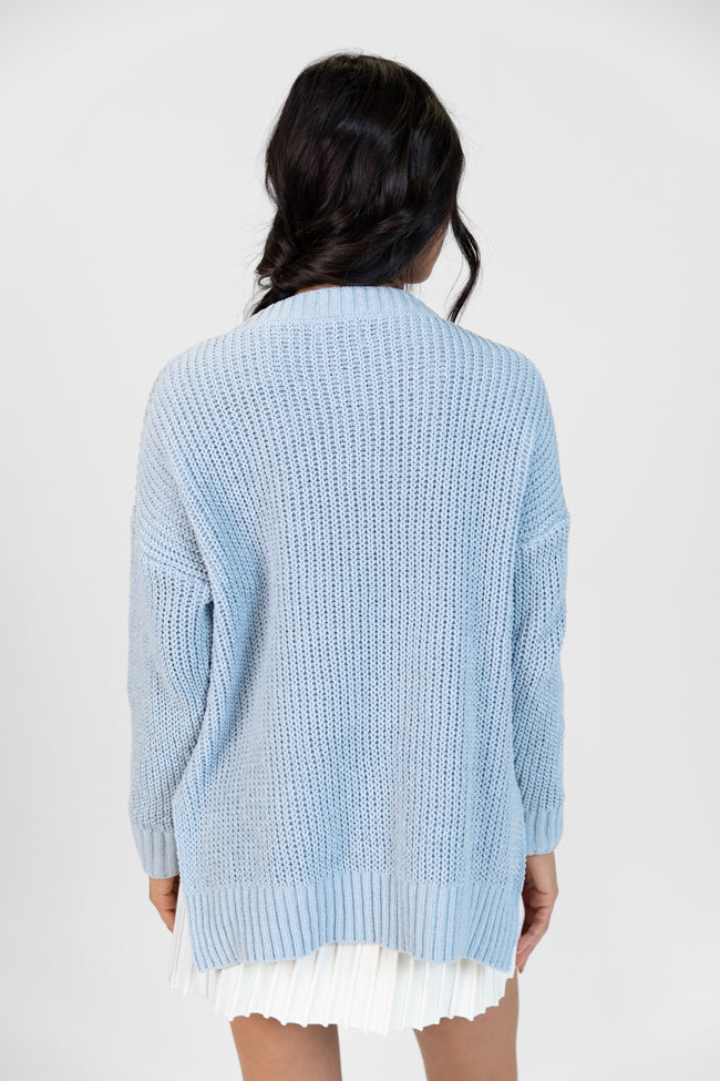 Everyday Feelings Blue Chenille Waffle Knit Sweater DOORBUSTER