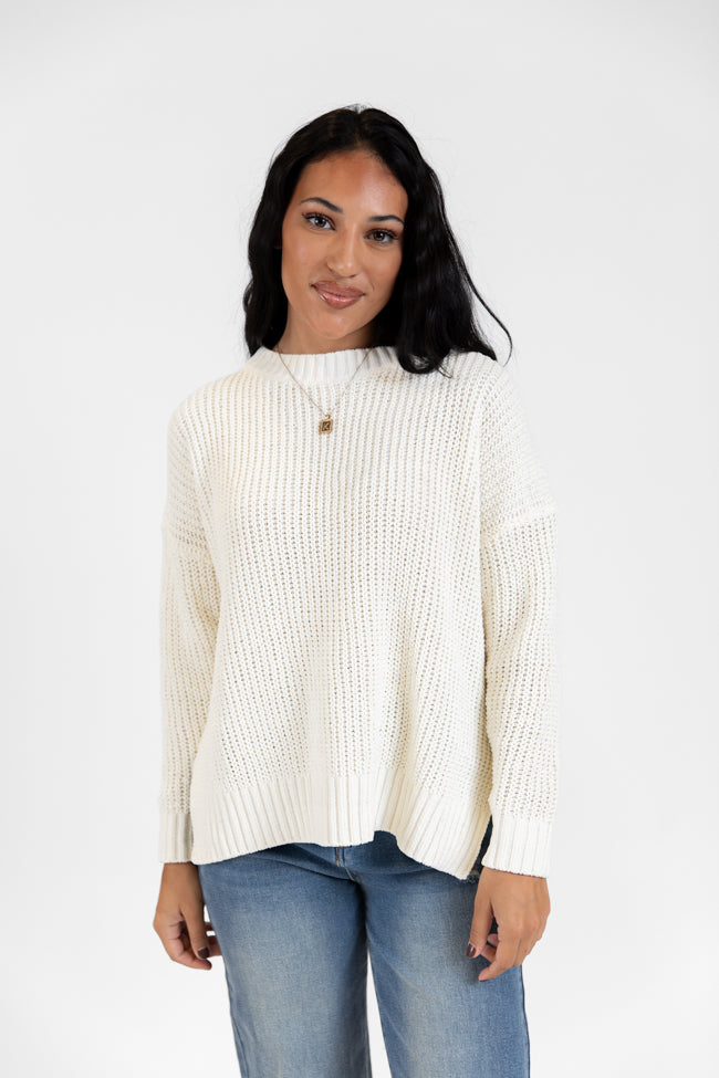 Everyday Feelings Ivory Chenille Waffle Knit Sweater DOORBUSTER