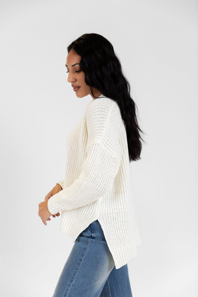 Everyday Feelings Ivory Chenille Waffle Knit Sweater DOORBUSTER