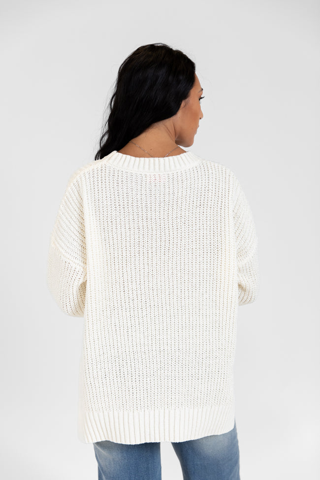 Everyday Feelings Ivory Chenille Waffle Knit Sweater DOORBUSTER