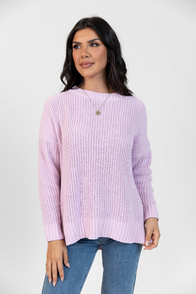 Everyday Feelings Lilac Chenille Waffle Knit Sweater DOORBUSTER