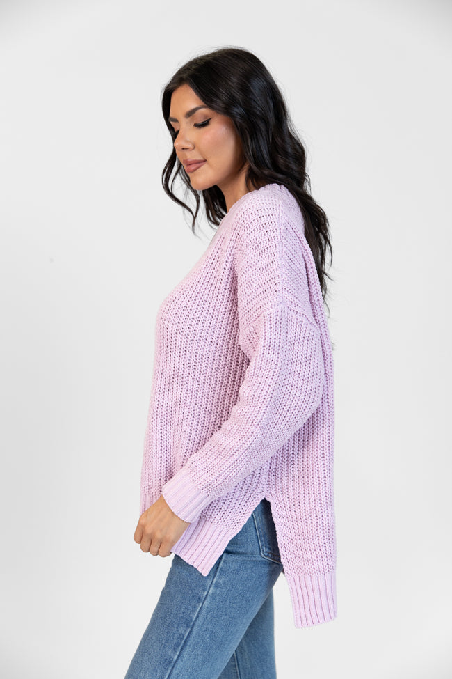 Everyday Feelings Lilac Chenille Waffle Knit Sweater DOORBUSTER