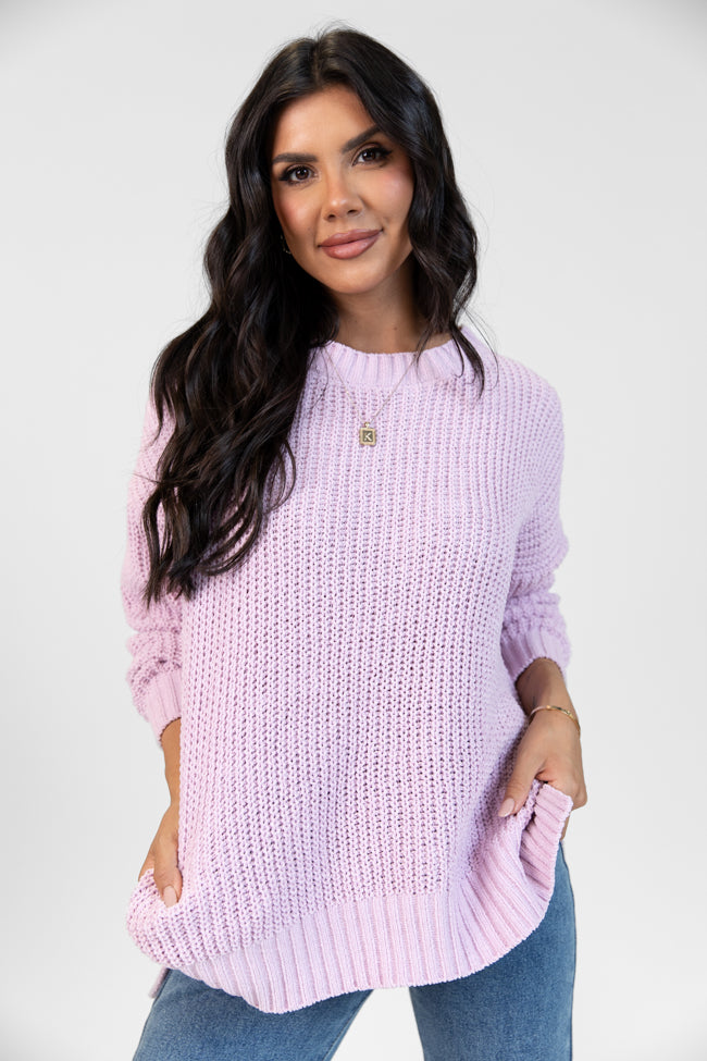 Everyday Feelings Lilac Chenille Waffle Knit Sweater DOORBUSTER