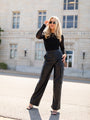 Follow My Lead Black Faux Leather Cargo Pants