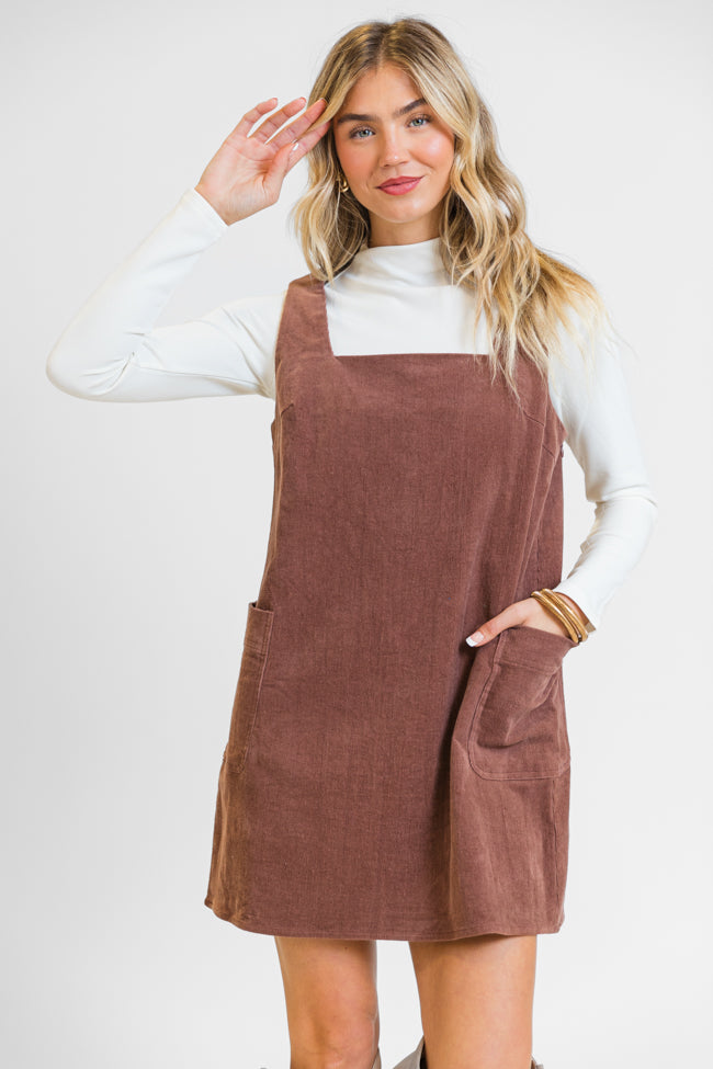 Felt The Chill Brown Cord Square Neck Jumper