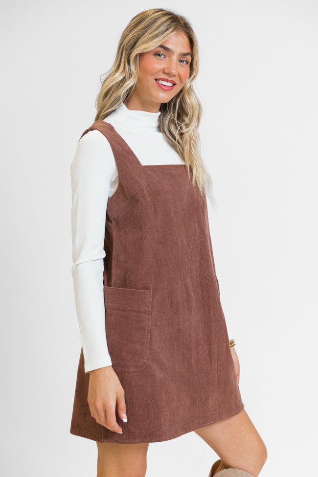 Felt The Chill Brown Cord Square Neck Jumper