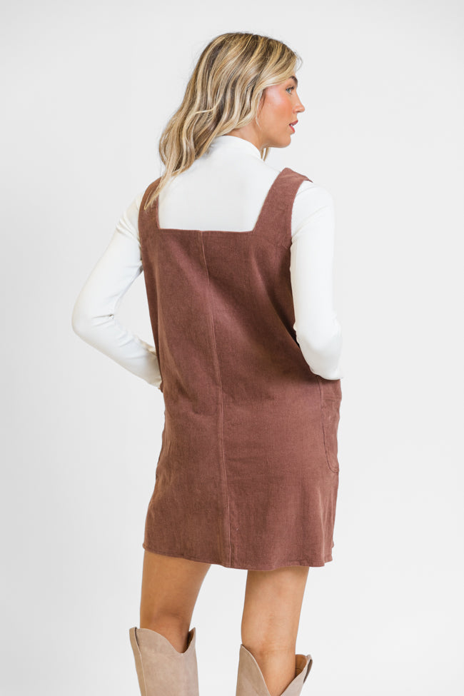 Felt The Chill Brown Cord Square Neck Jumper