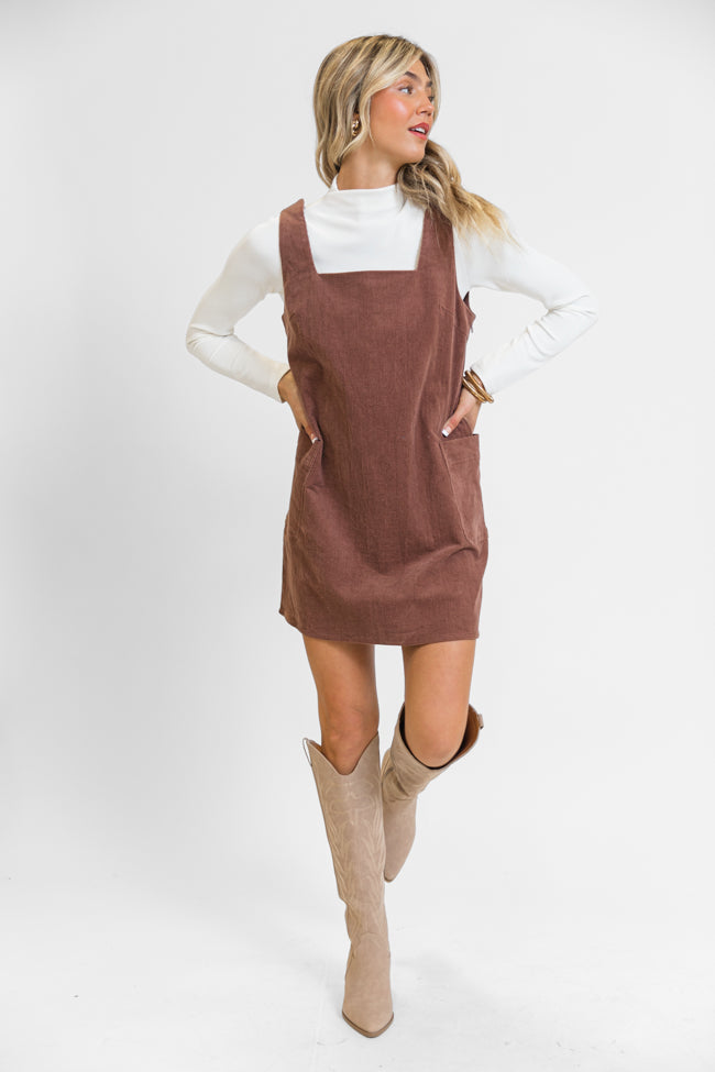 Felt The Chill Brown Cord Square Neck Jumper