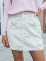 Easy Enough Cream Bow Embroidered Corduroy Skirt