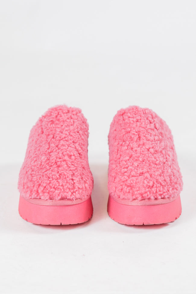 Tilly Pink Sherpa Platform Slipper