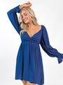 Just You Wait Navy Surplice Neckline Mini Dress