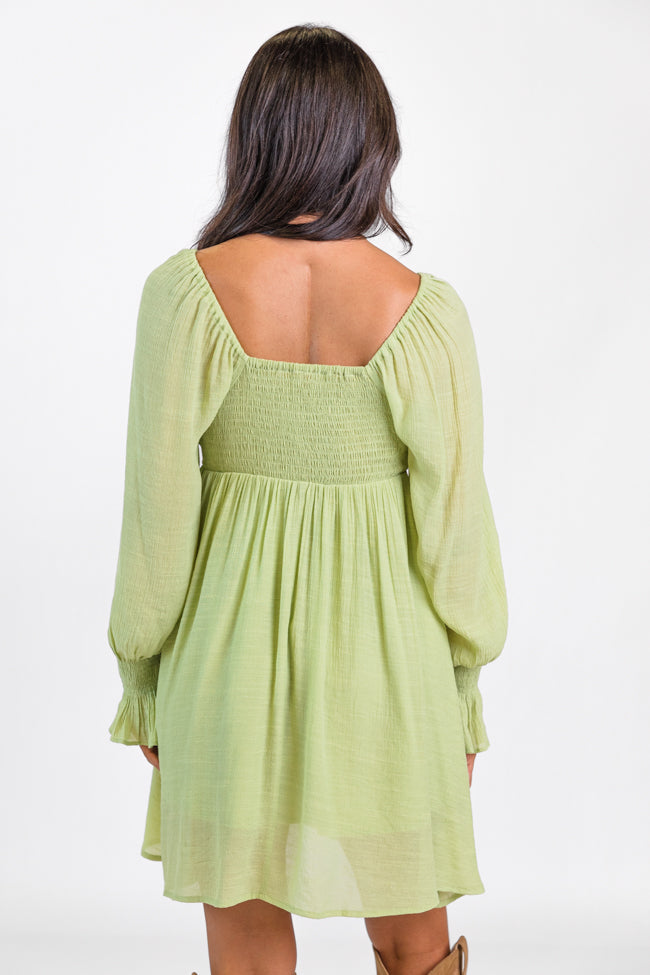 Just You Wait Green Surplice Neckline Mini Dress