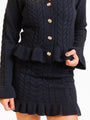 Glistening In The Snow Black Cable Knit Cardigan Set